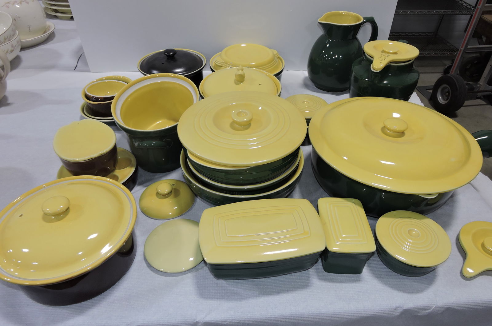 Hall China lot of assorted wares, dark green (1 of 1)