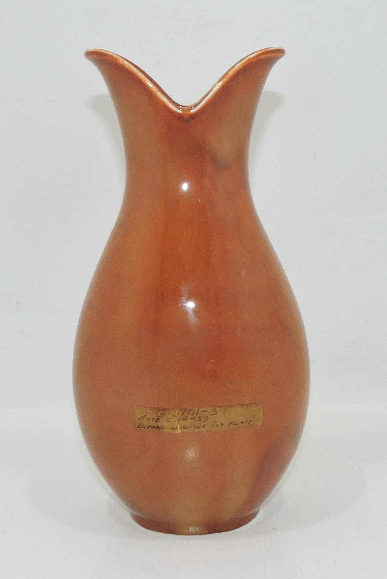Hall China Eva Zeisel vase with experimental (1 of 2)