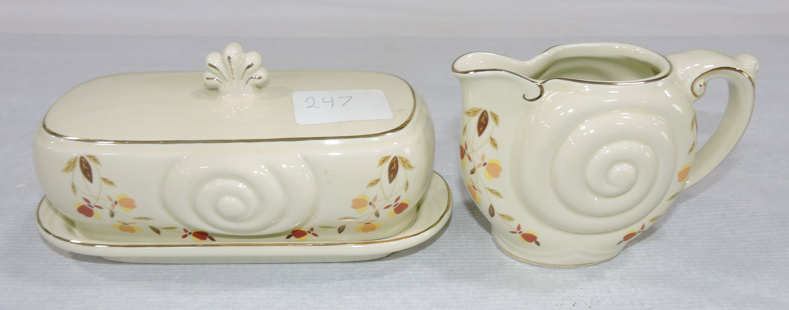 Hall China Autumn Leaf nautilus butter and: creamer