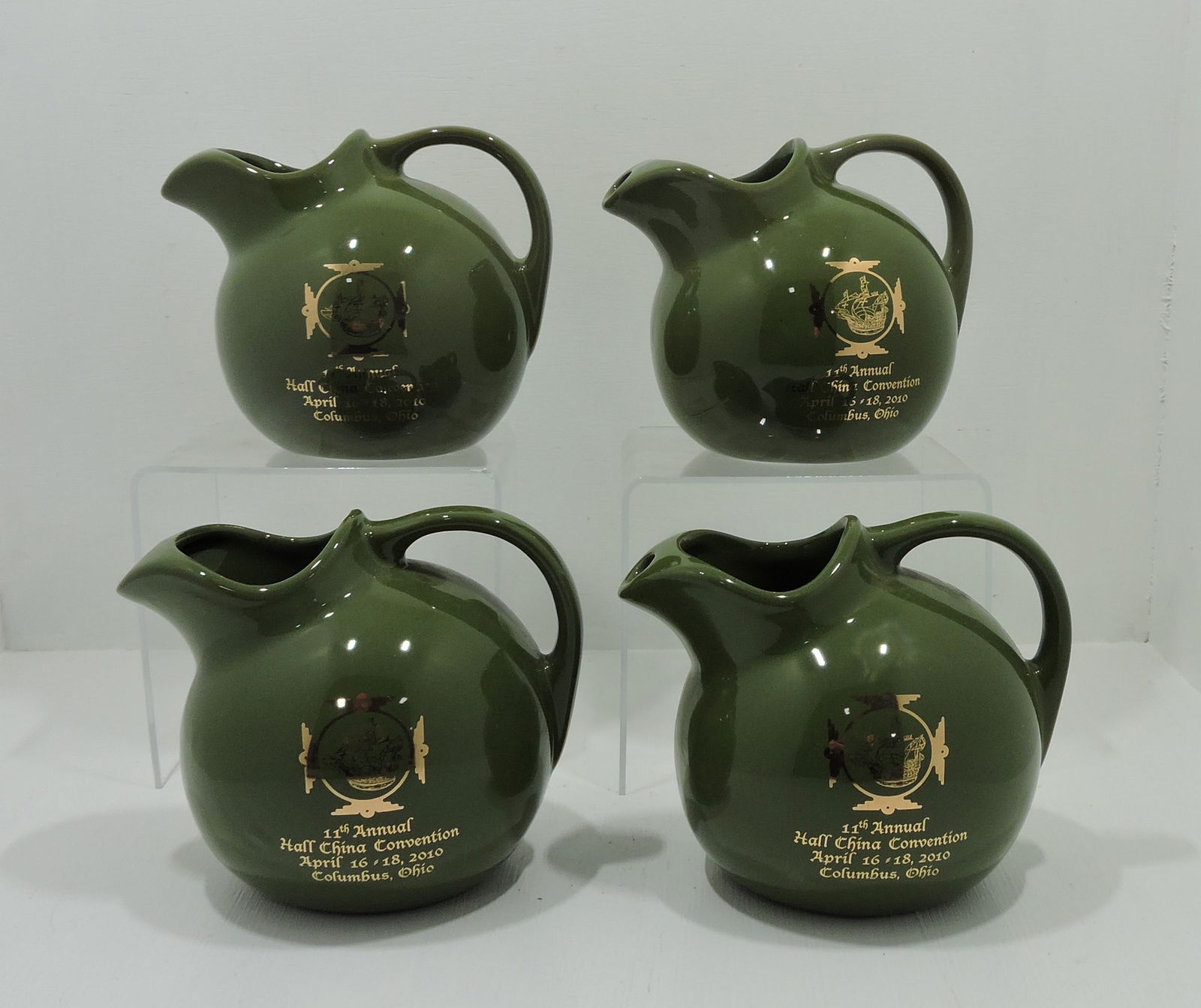 Hall China lot of 4 dark green ball (1 of 1)