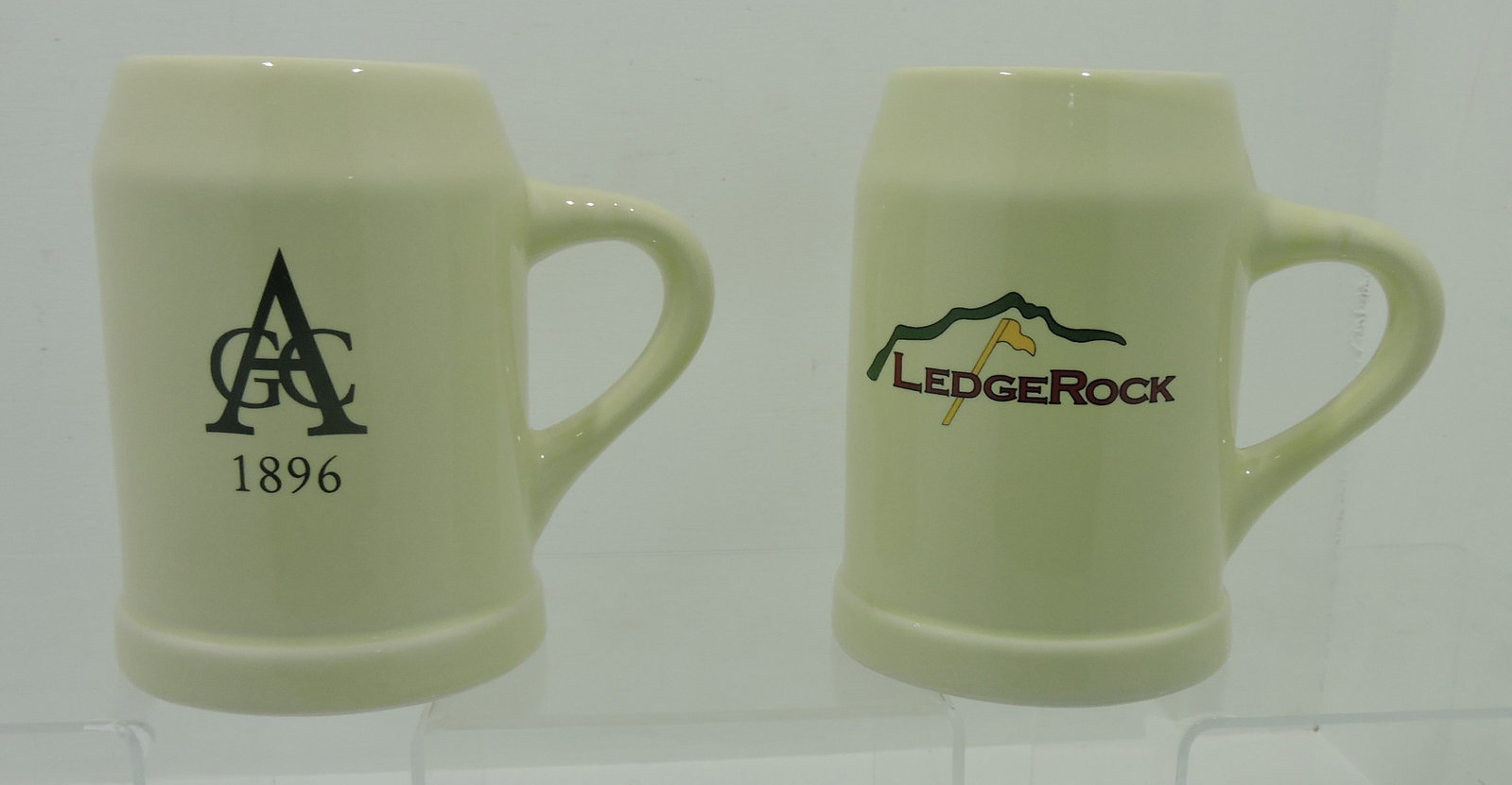 Hall China lot of 10 mugs (#590),: 7 AGC1896 and 3 Ledgerock