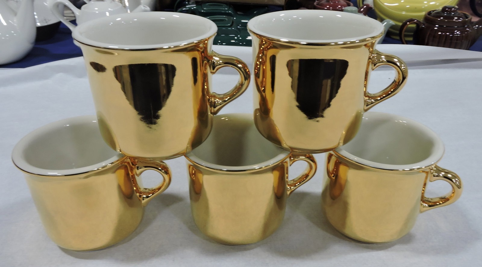 Hall China Golden Glo lot of 5 large mugs: .