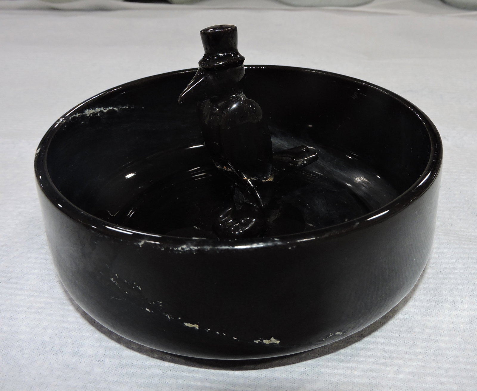 Hall China RARE crow ashtray, 5",: sample made for Old Crow Whiskey and was never produced, repair to crow