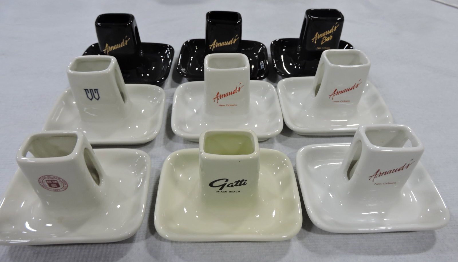 Hall China lot of 9 ashtrays, #600: .