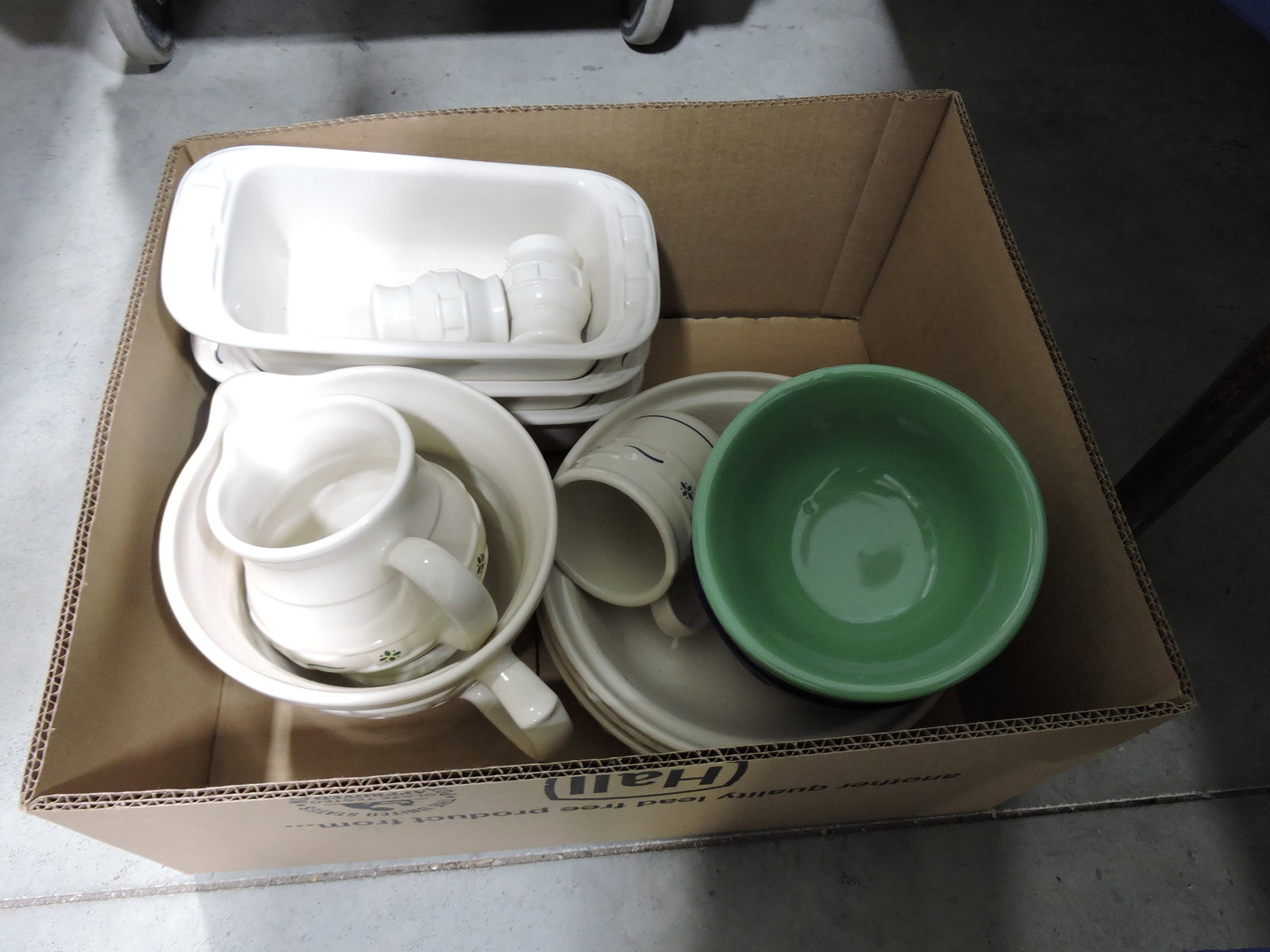 Hall China Longaberger box of pieces: .