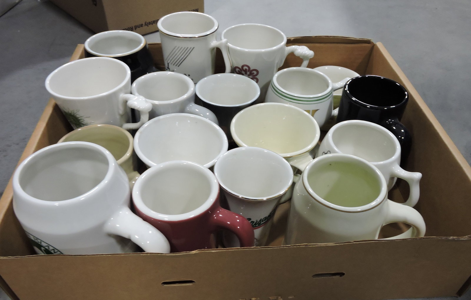 Hall China box of mugs & cups: .