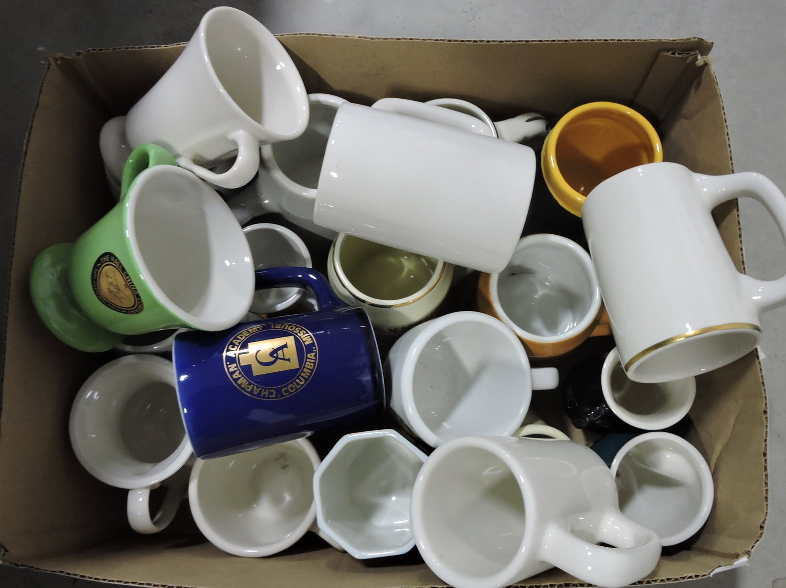 Hall China box of mugs & cups: .