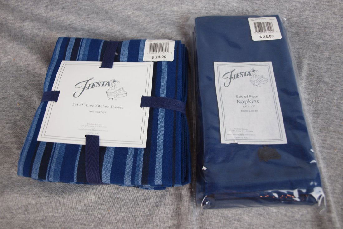 Fiesta cobalt linen group - 3 dish towels and 4: Fiesta cobalt linen group - 3 dish towels and 4 napkins