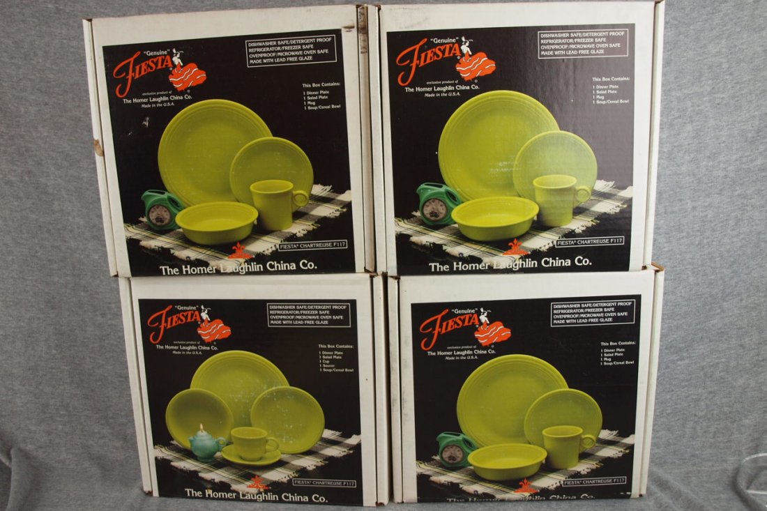 Fiesta chartreuse place settings - 1-5 piece an: Fiesta chartreuse place settings - 1-5 piece and 3-4 piece, NIB
