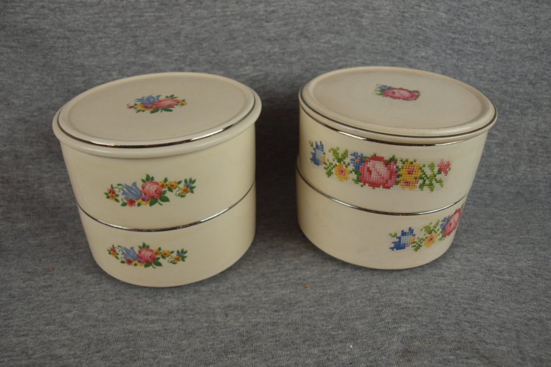 Fiesta Kitchen Kraft Oven Serve lot of 2-3 piece: Fiesta Kitchen Kraft Oven Serve lot of 2-3 piece stacking units with floral decal