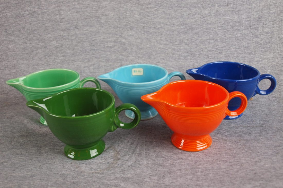 Fiesta creamer group - forest green, light green: Fiesta creamer group - forest green, light green, cobalt, red and turquoise