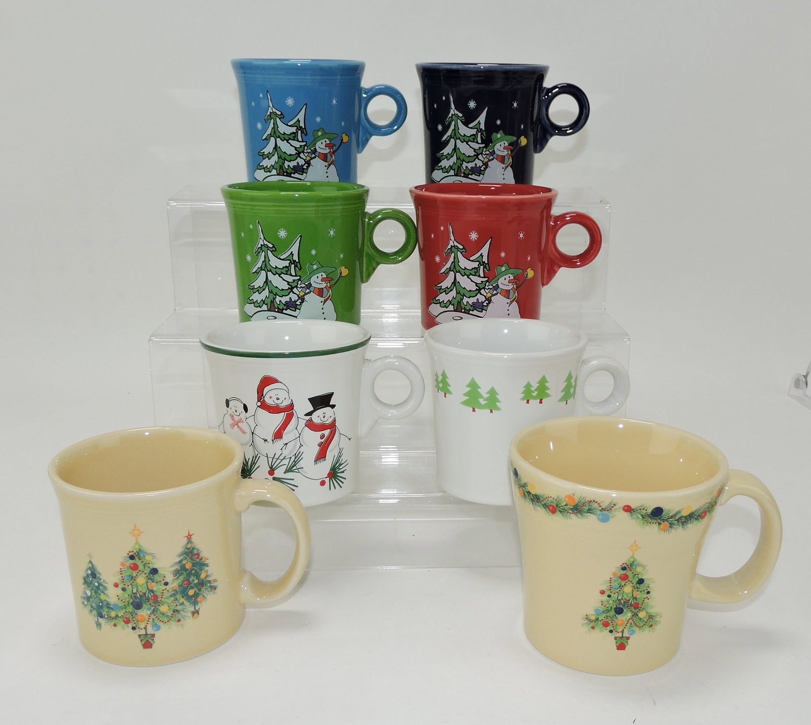 Fiesta Post 86 lot of 8 Christmas or: winter themed mugs
