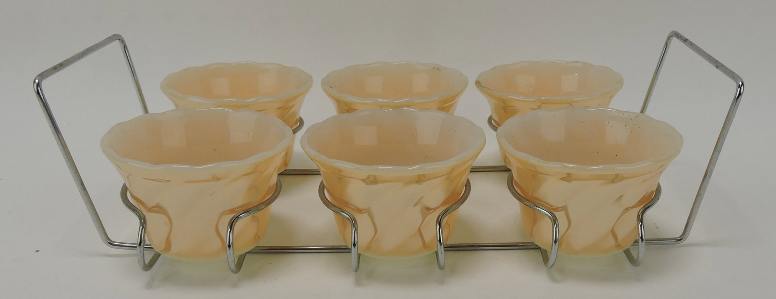 Fire King lot of 6 custard cups and: wine rack