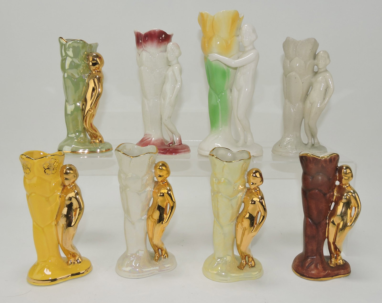 Fiesta go along lot of 8 nude vases: .
