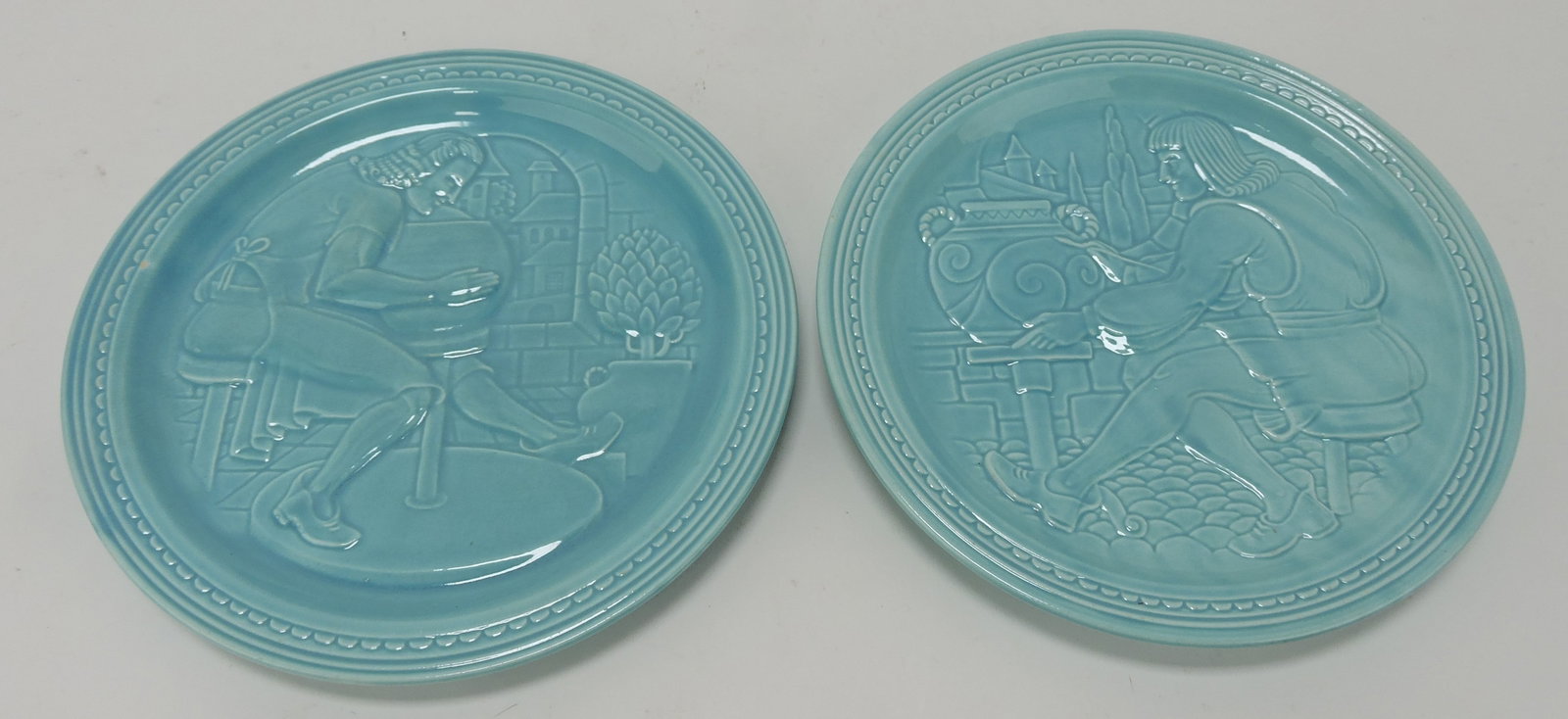 Fiesta World's Fair pair of potter plates,: turquoise