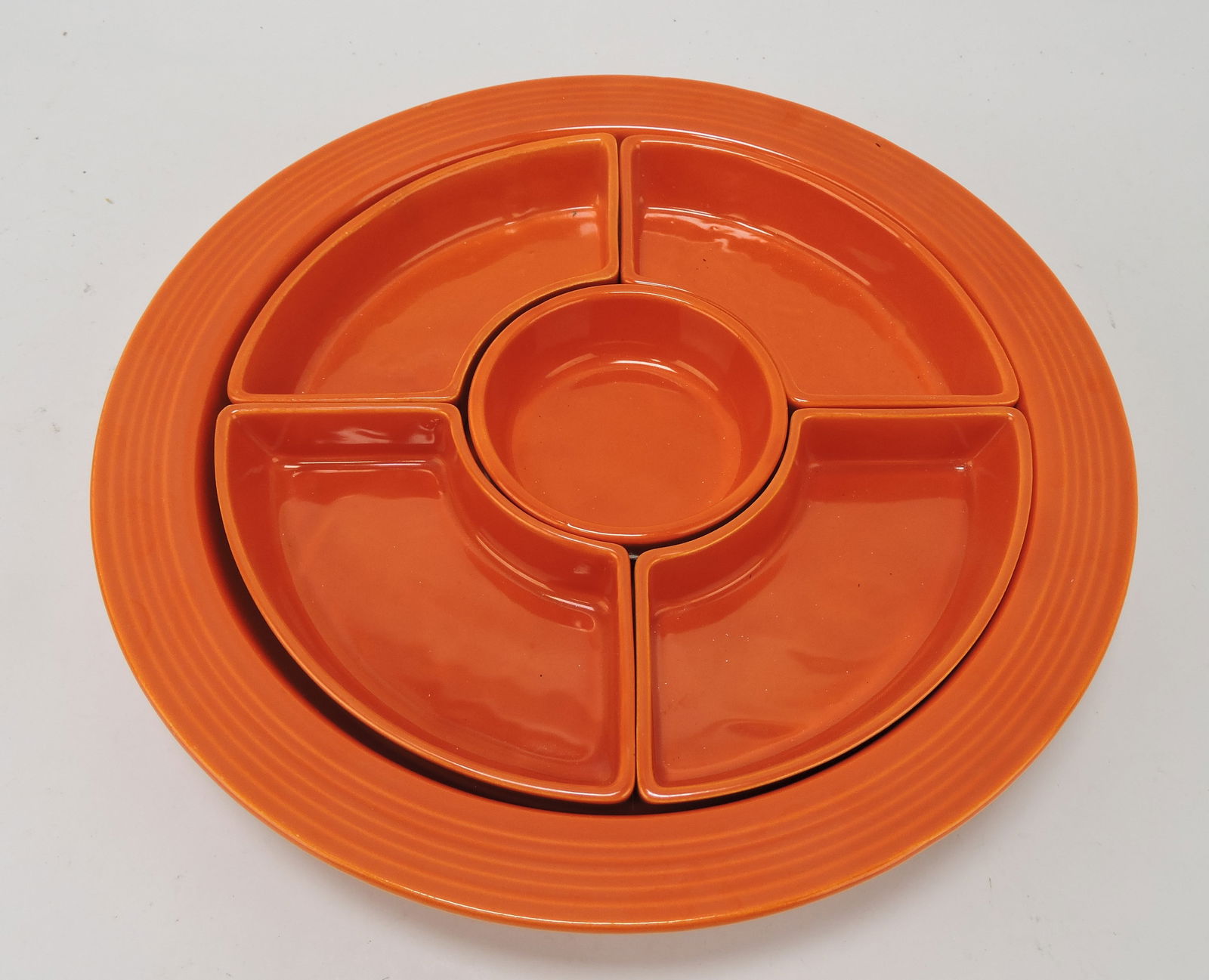 Fiesta relish tray, all red (1 of 1)