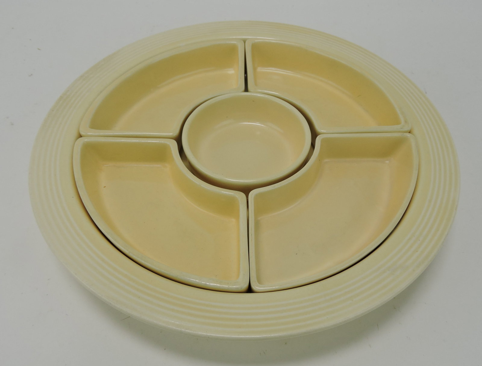 Fiesta relish tray, all ivory: .