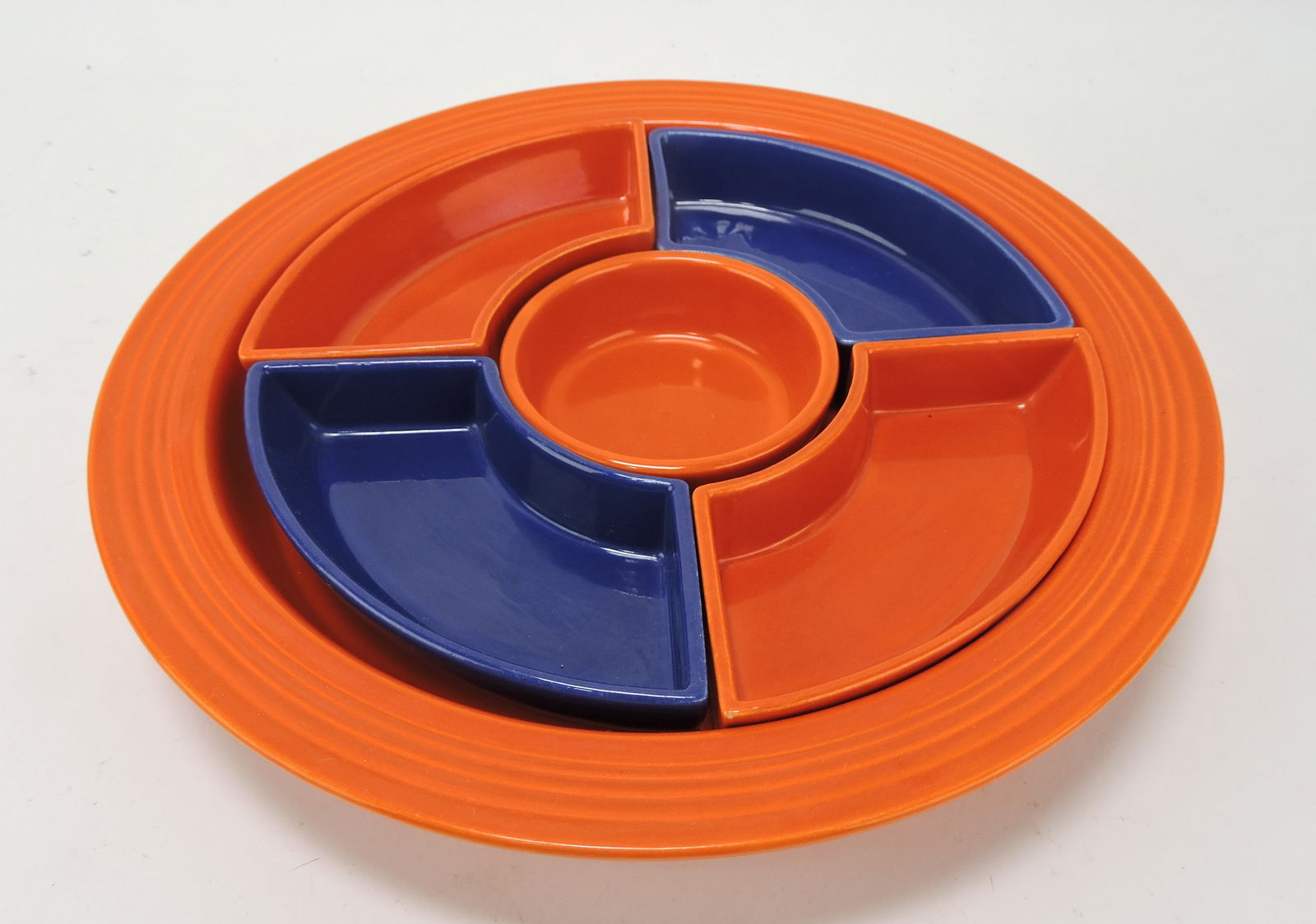 Fiesta relish tray, red tray, 2 sides, and (1 of 1)