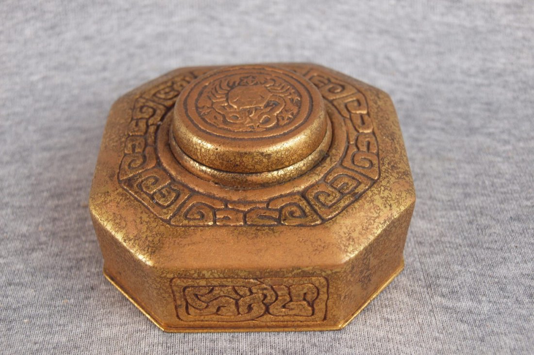 Tiffany Studios Zodiac inkwell no. 842: Tiffany Studios Zodiac inkwell no. 842