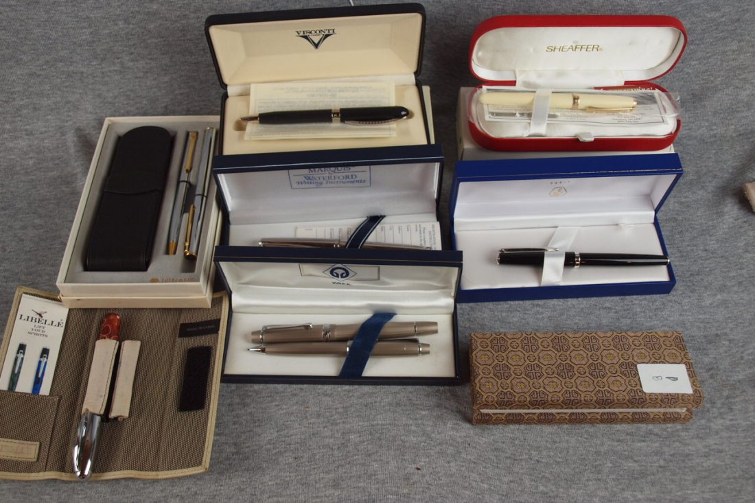 Fountain pen, roller ball pen and pencil group - D: Fountain pen, roller ball pen and pencil group - Diplomat, Visconti, Schaeffer, Waterford Libelle, Yafa, Waterman and Chinese Jinye, nice lot