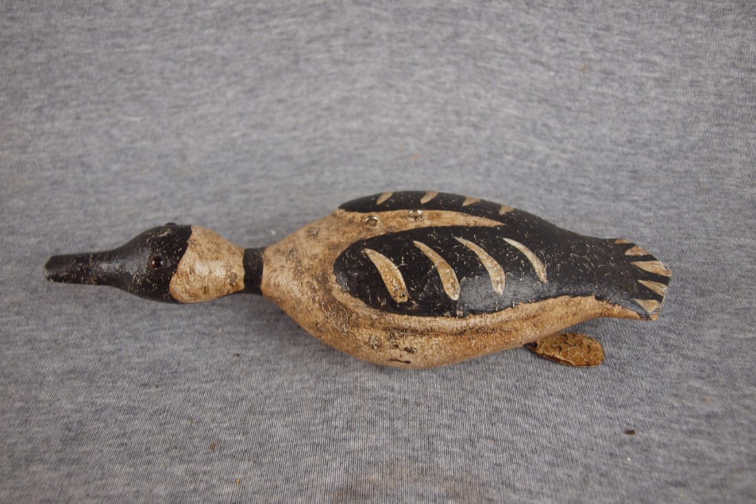 Wood duck ice fishing lure with glass eyes, signed: Wood duck ice fishing lure with glass eyes, signed A. Anderson, 9"
