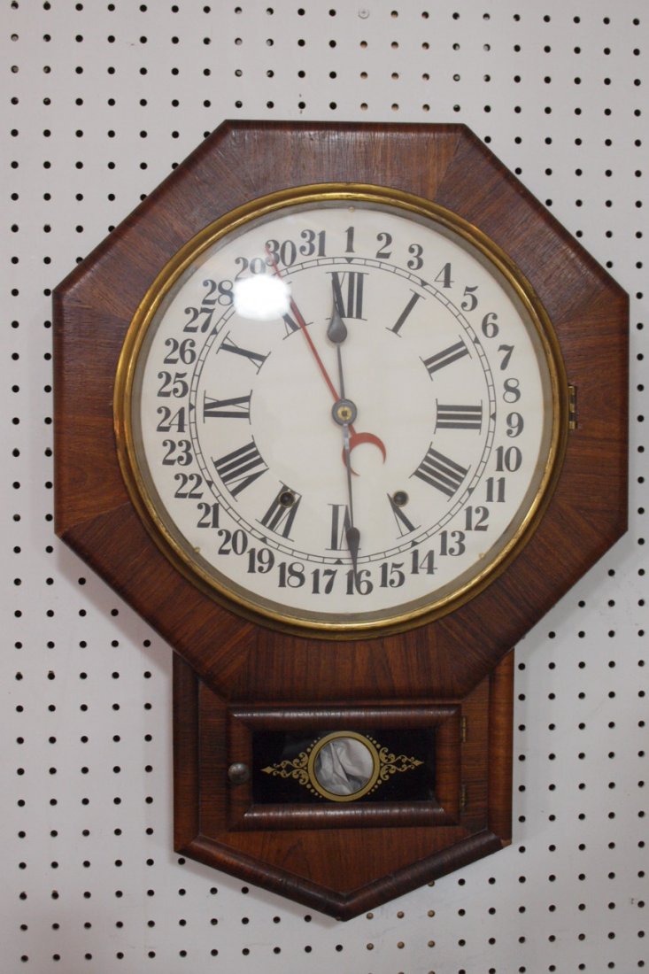 New Haven wall clock with calendar dial (replaced: New Haven wall clock with calendar dial (replaced), 23 1/2"