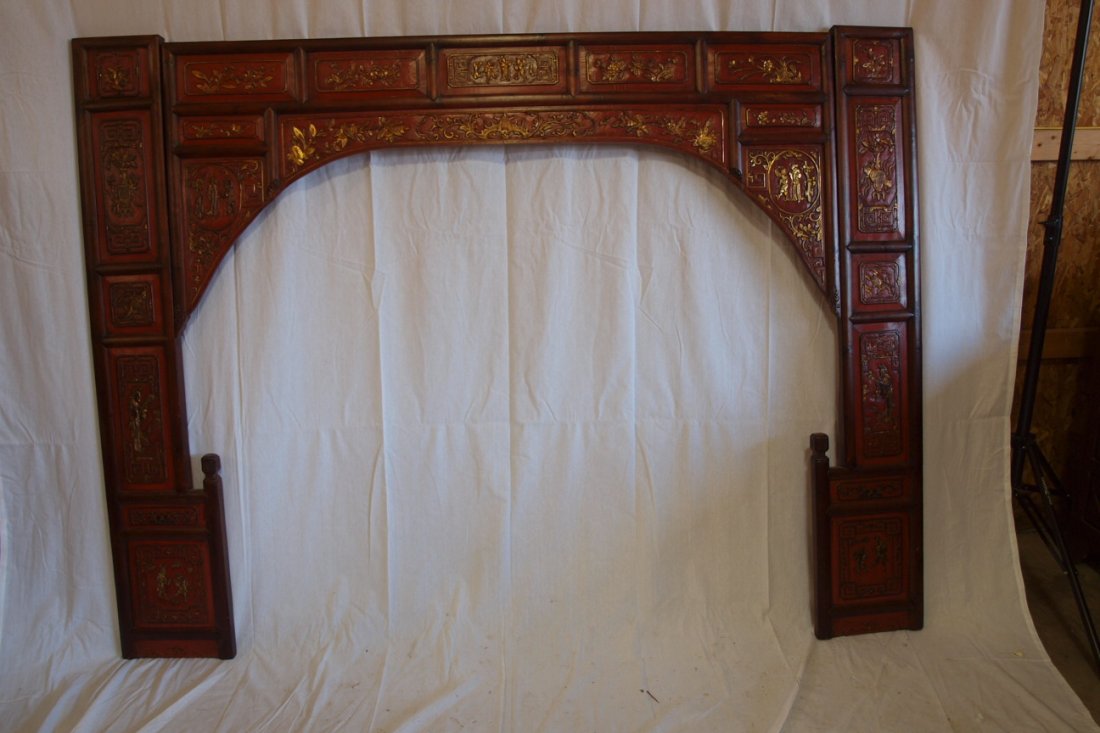 Asian Oriental headboard with carved design, 84": Asian Oriental headboard with carved design, 84" x 63"
