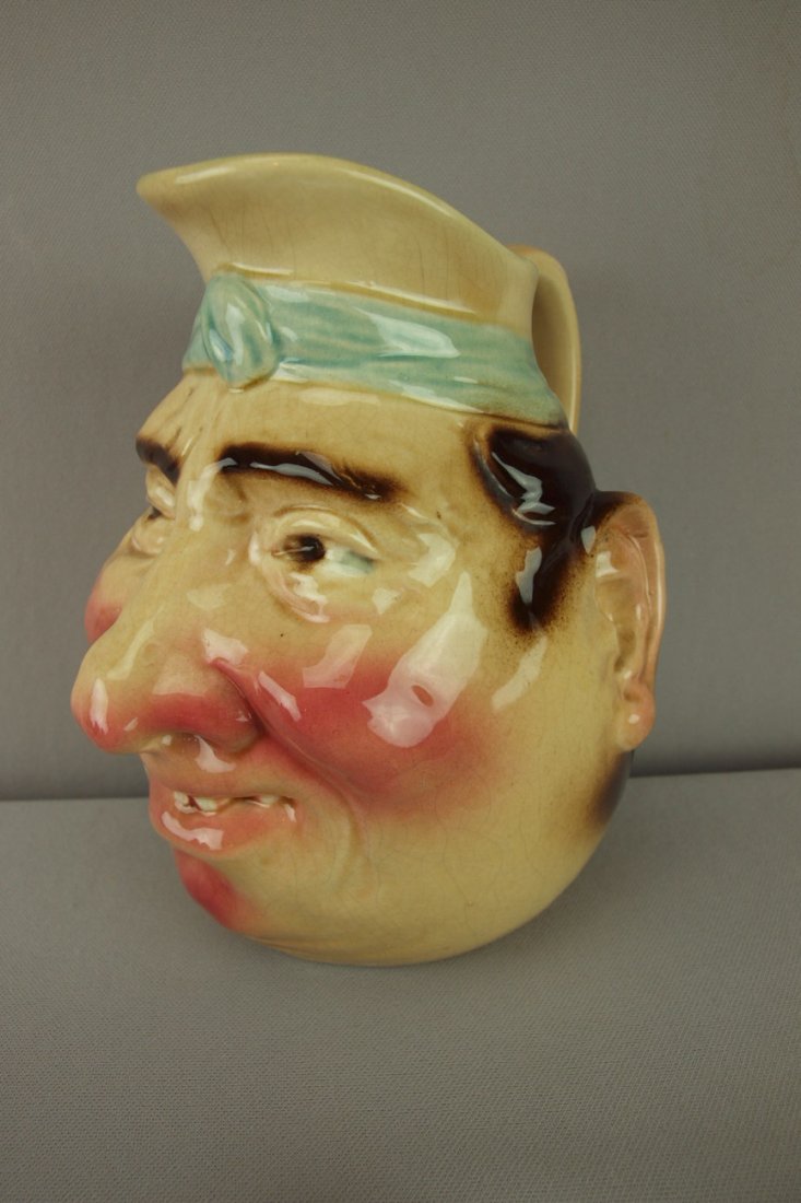 SARREGUEMINES majolica face jug, #3181, 8 3/4" : SARREGUEMINES majolica face jug, #3181, 8 3/4"