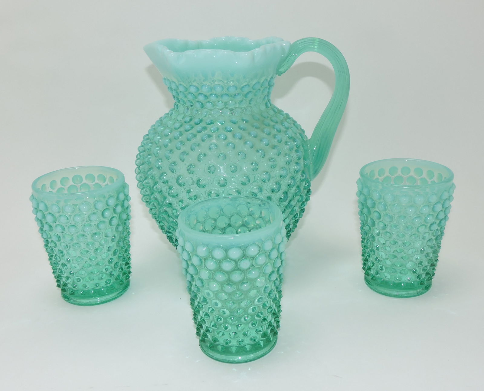 Fenton aqua opalescent hobnail pitcher & (1 of 1)