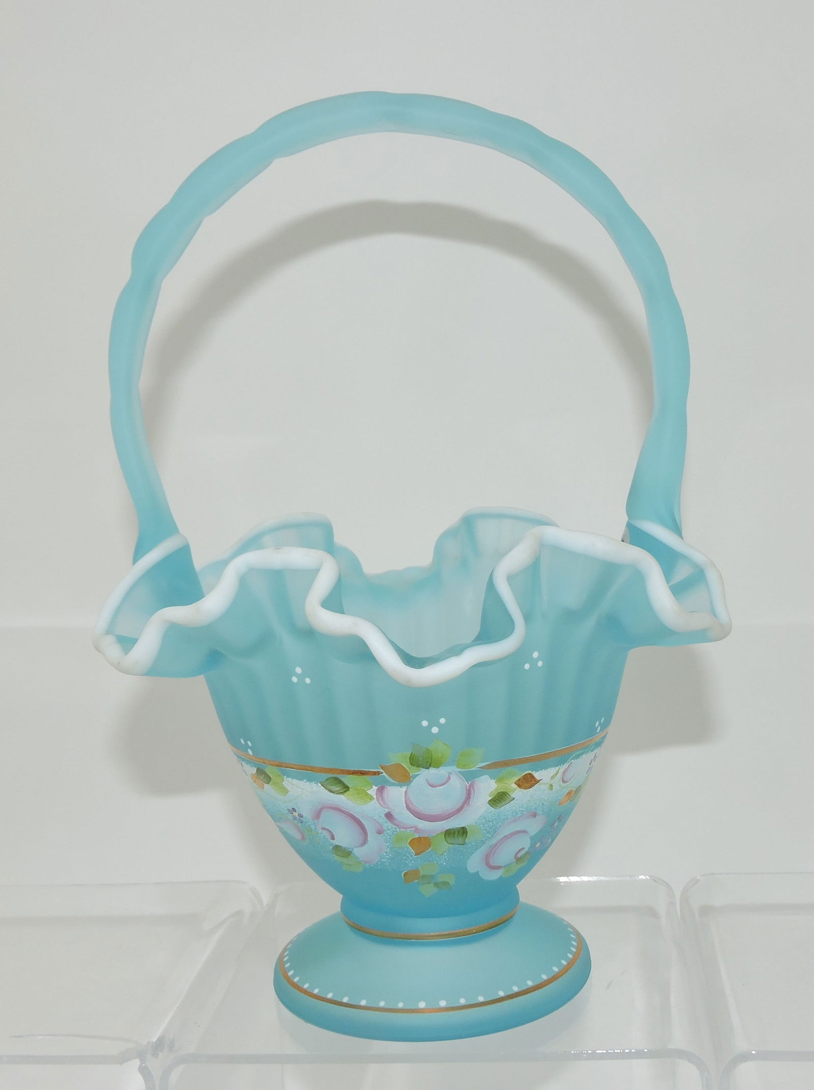 Fenton Charleston Collection blue basket (1 of 1)