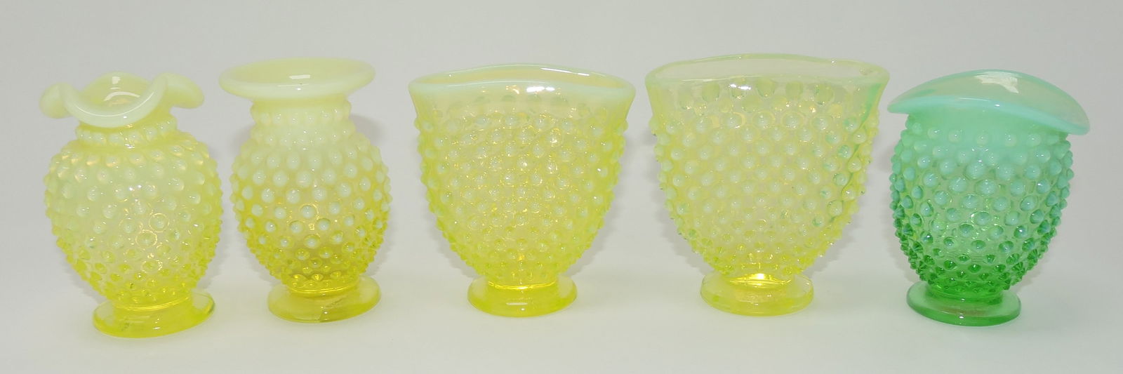 Fenton lot of 4 topaz vaseline opalescent (1 of 1)