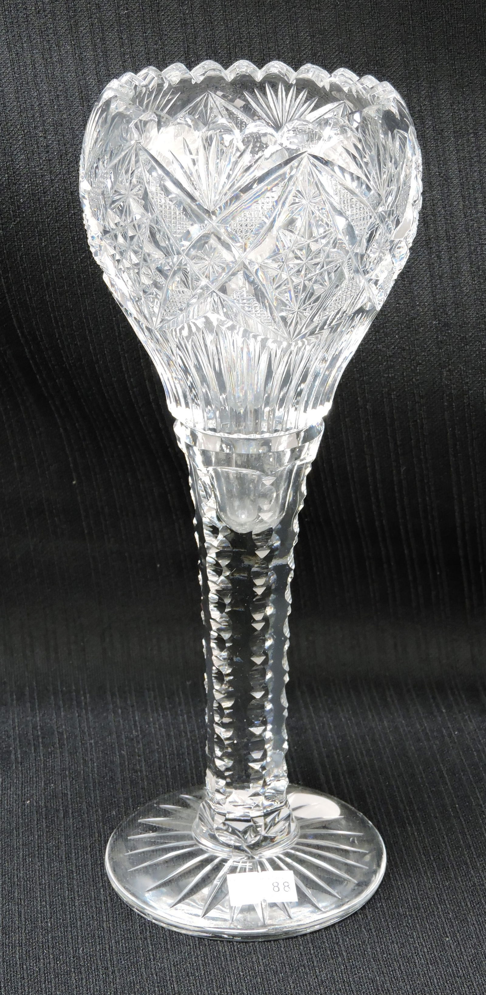 American Brilliant Cut Glass 10": chalice vase