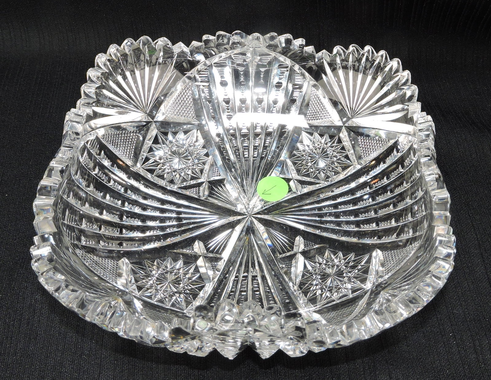 American Brilliant Cut Glass: Libbey 8" square bowl