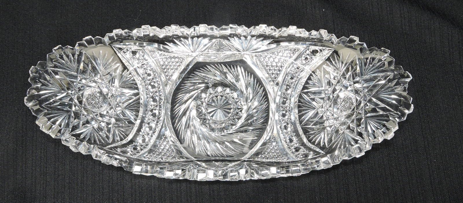 American Brilliant Cut Glass: Fry relish tray, 12 1/2", nicks