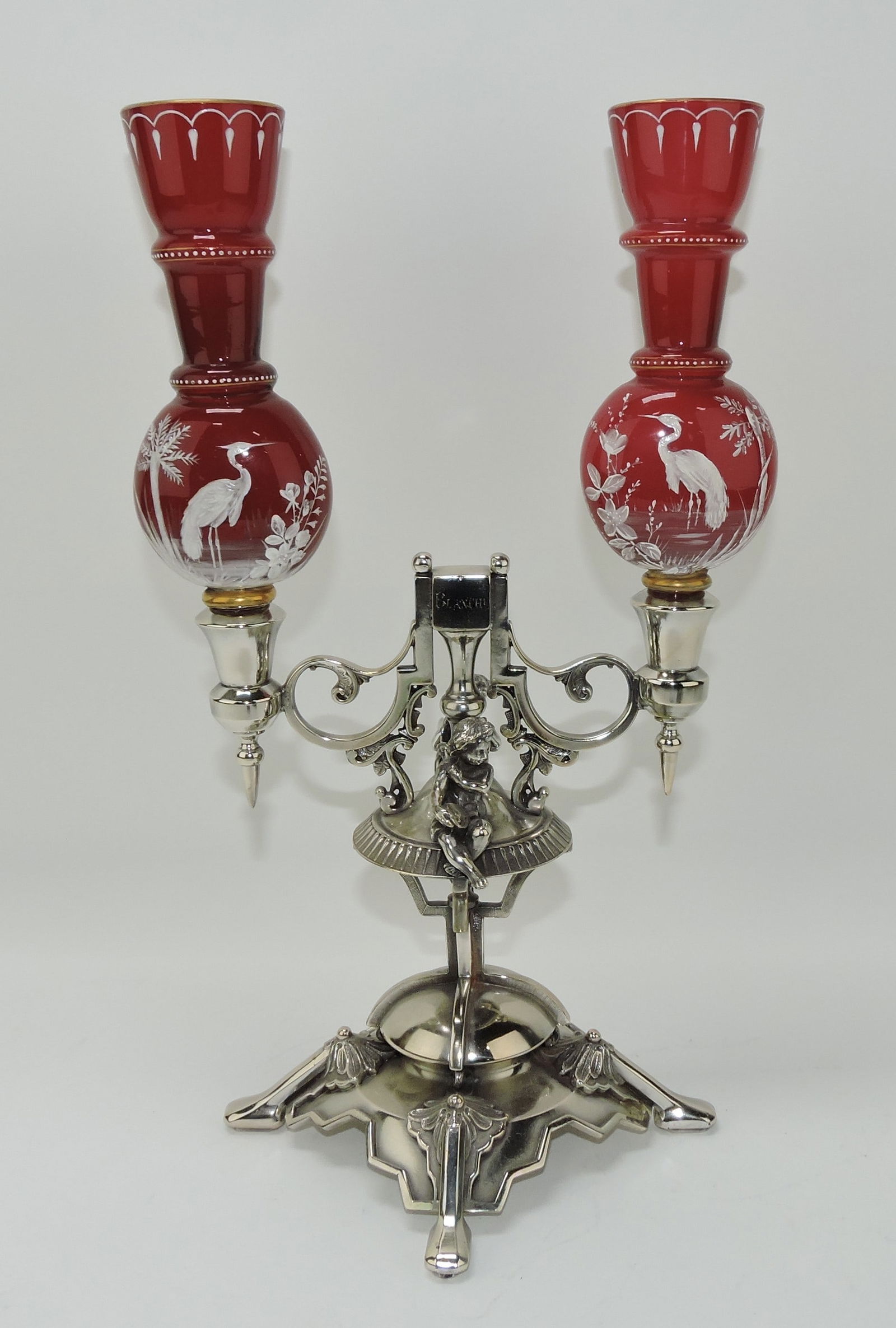 Wilcox Silver co silver plate double mantle (1 of 4)