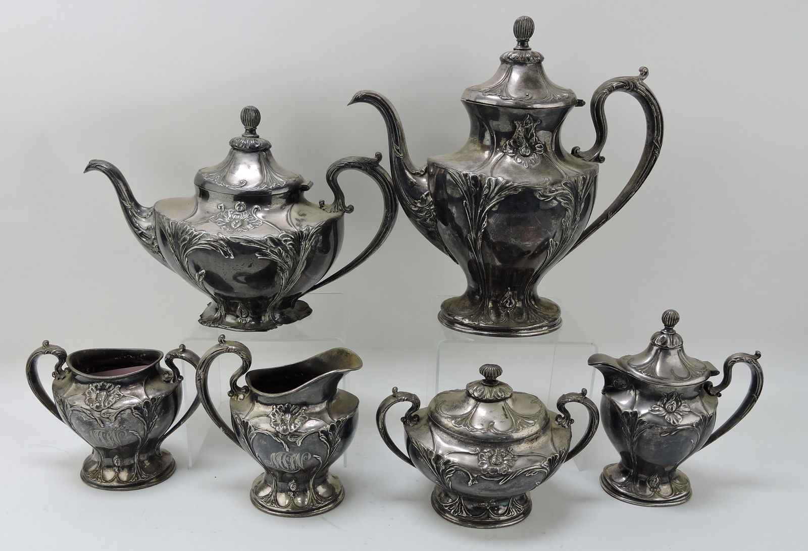 Pairpoint silver plate 6 pc tea service, (1 of 2)