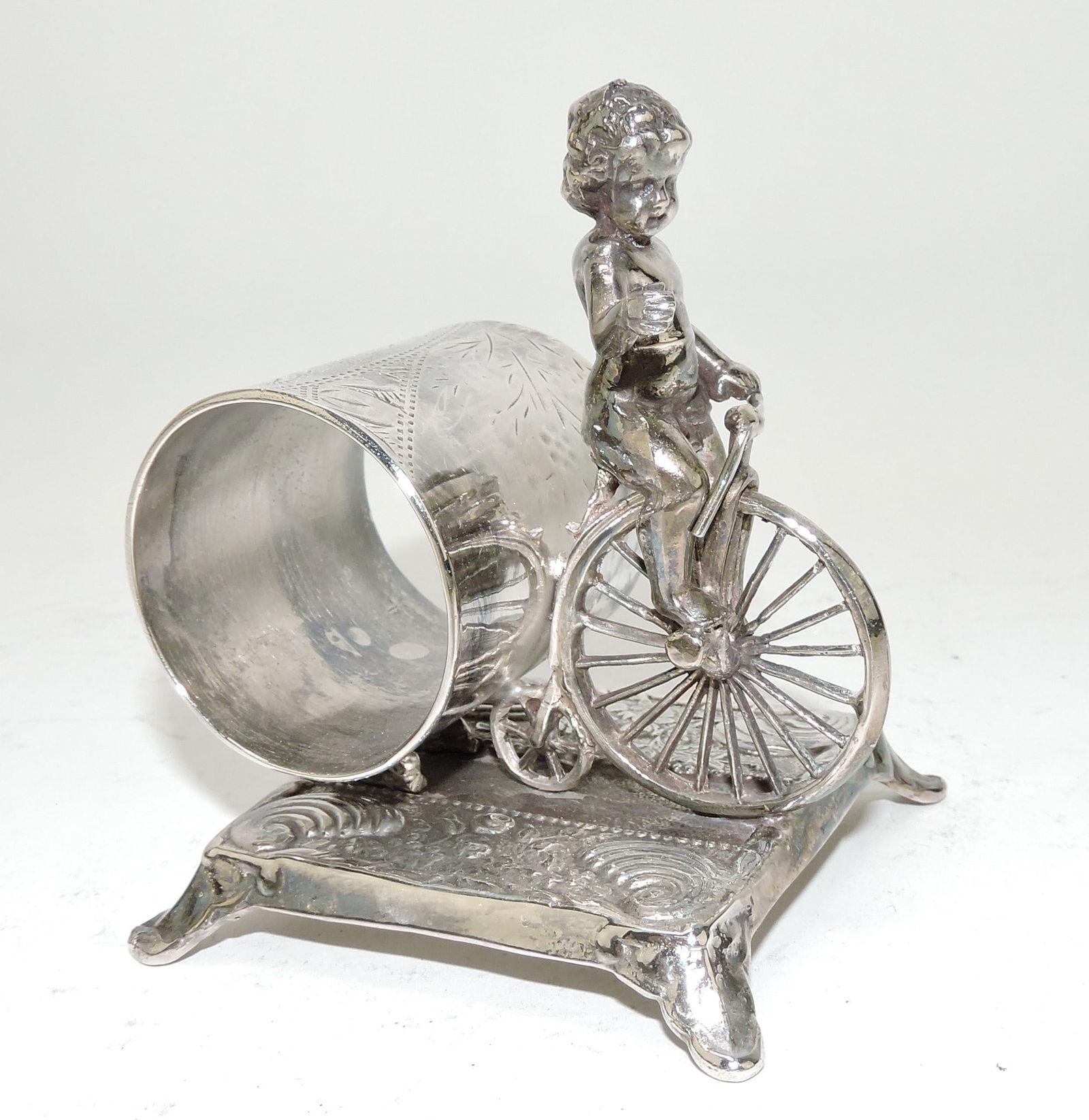Silver plate figural napkin ring with (1 of 1)