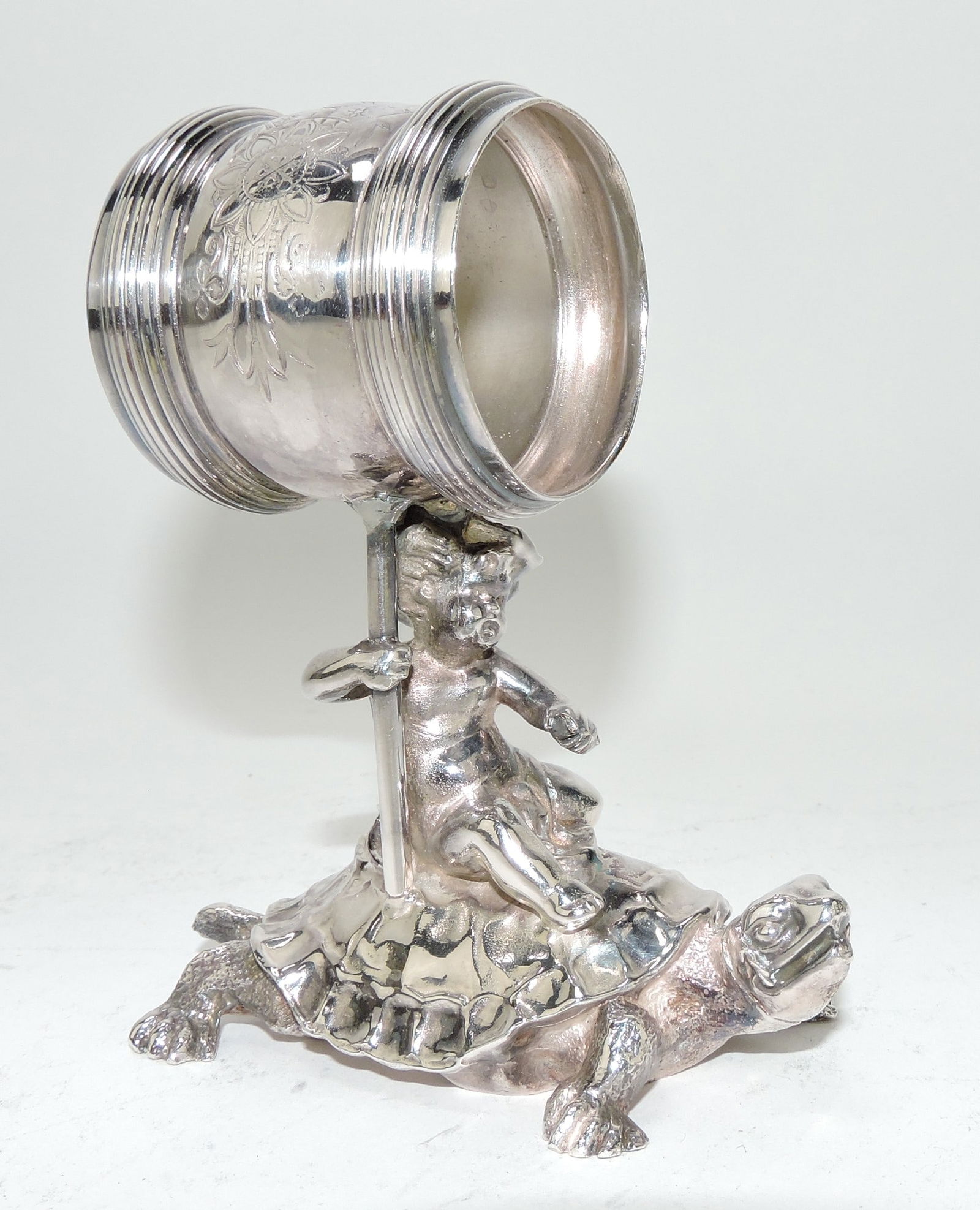 Silver plate figural napkin ring with (1 of 1)