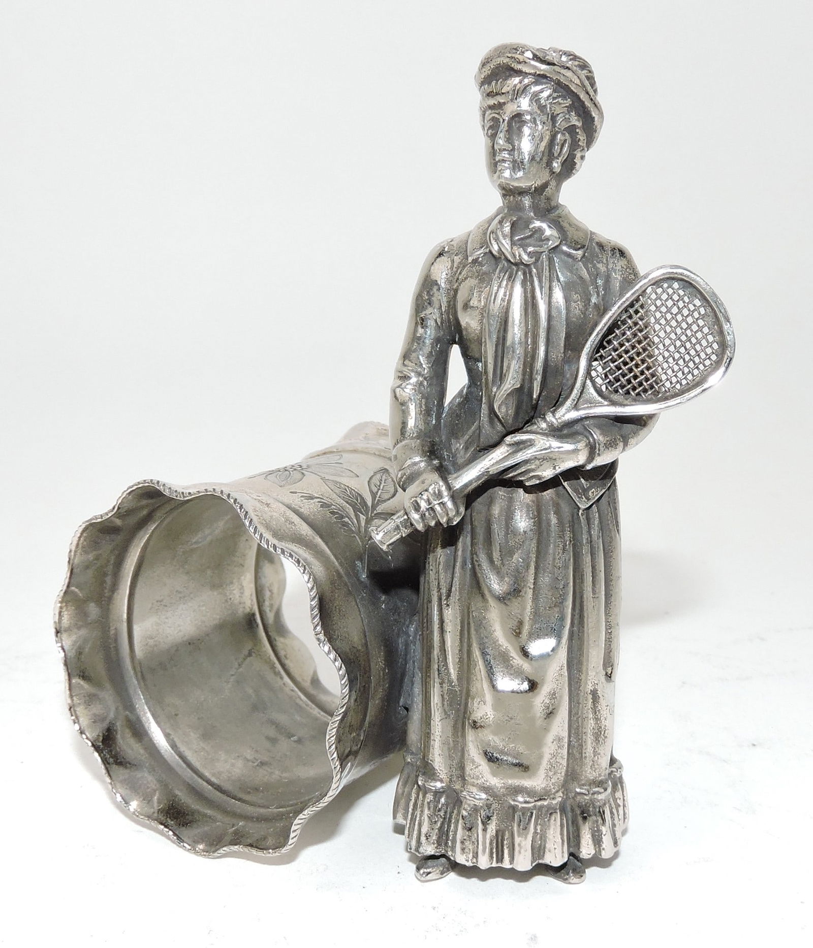 Silver plate figural napkin ring with lady (1 of 1)