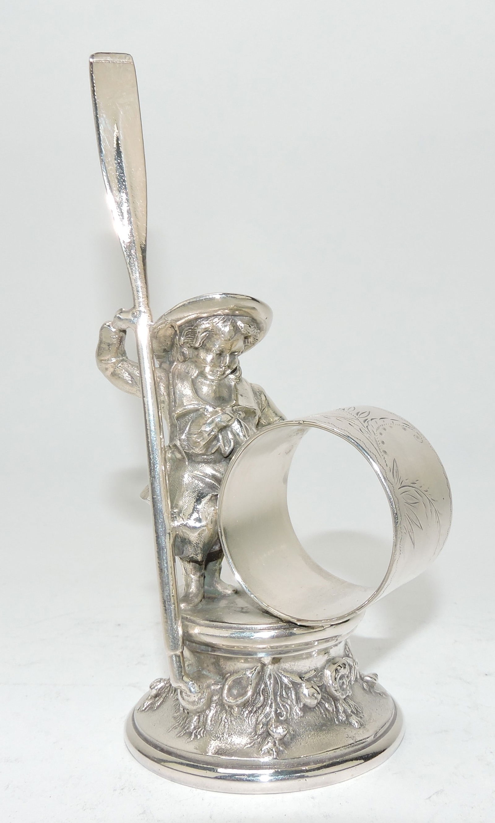 Silver plate figural napkin ring with (1 of 1)