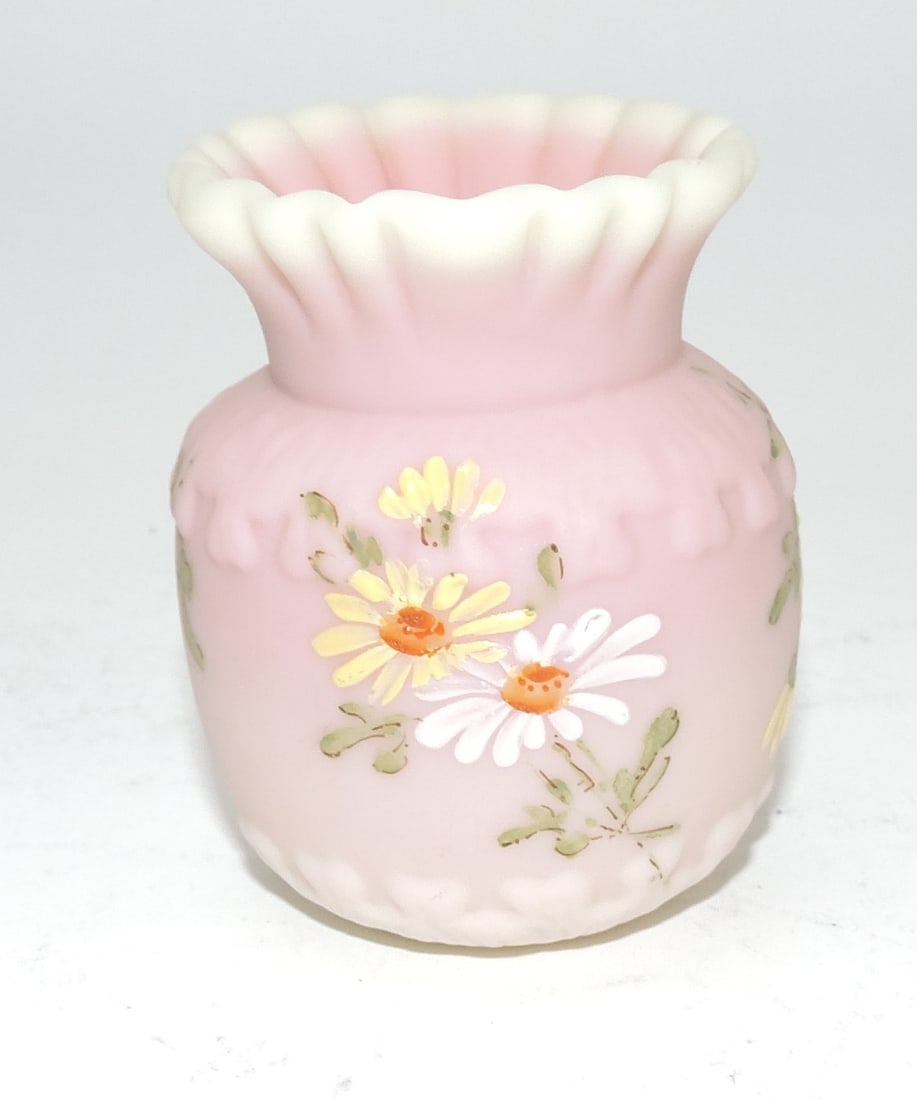 Mt. Washington Burmese Greek key: floral enameled toothpick holder