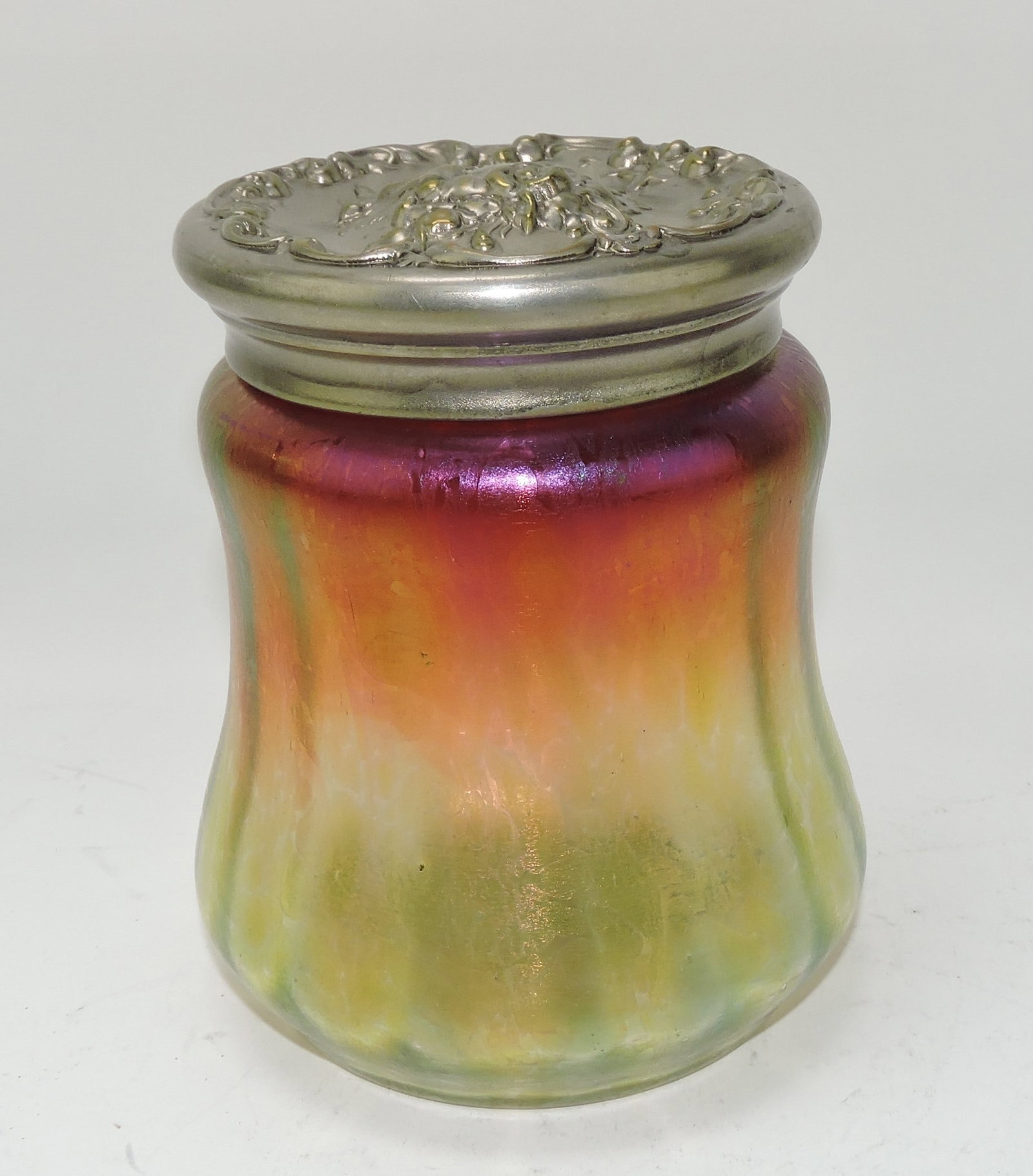 Loetz style iridescent humidor: .