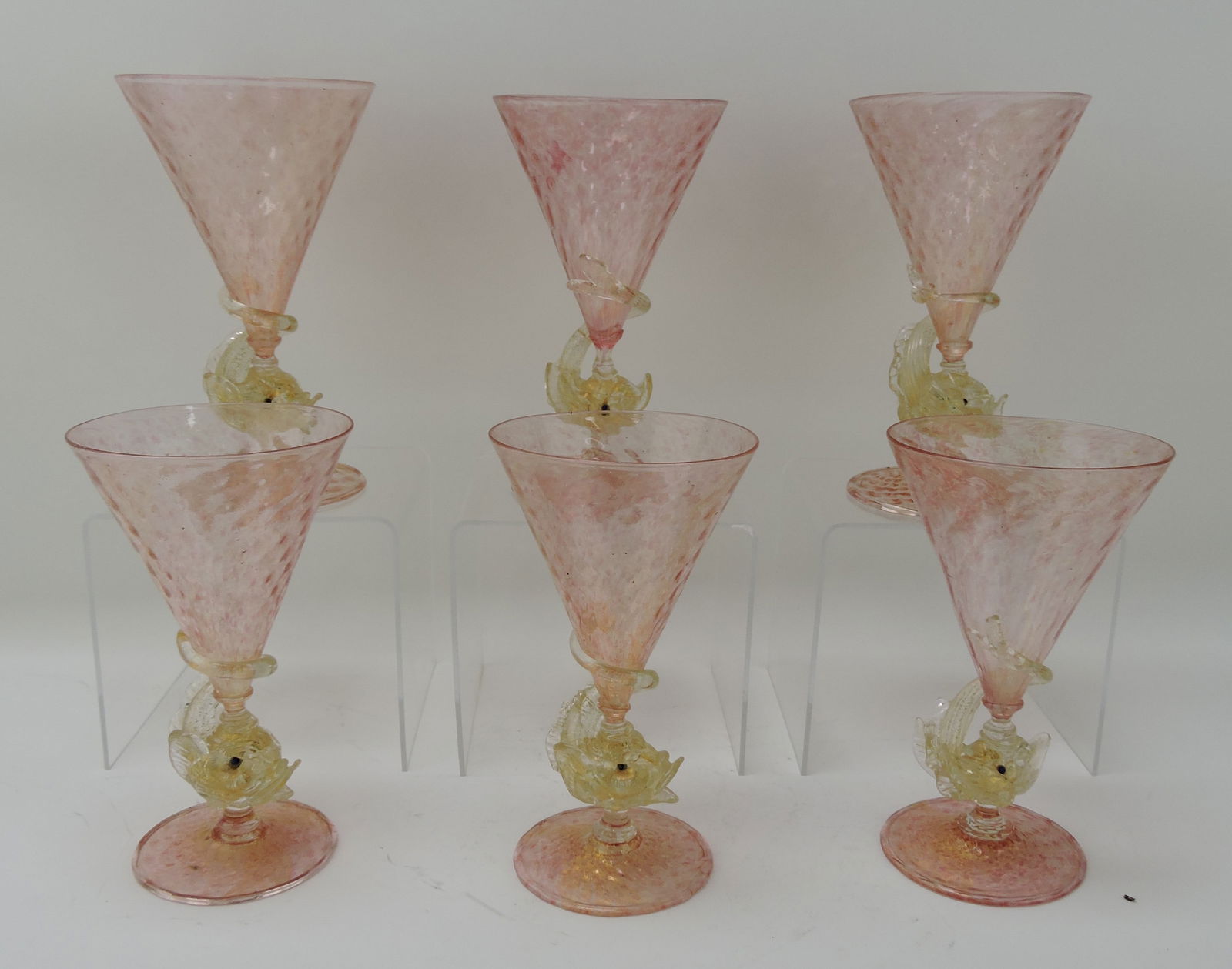 Venetian glass set of 6 goblets with (1 of 2)