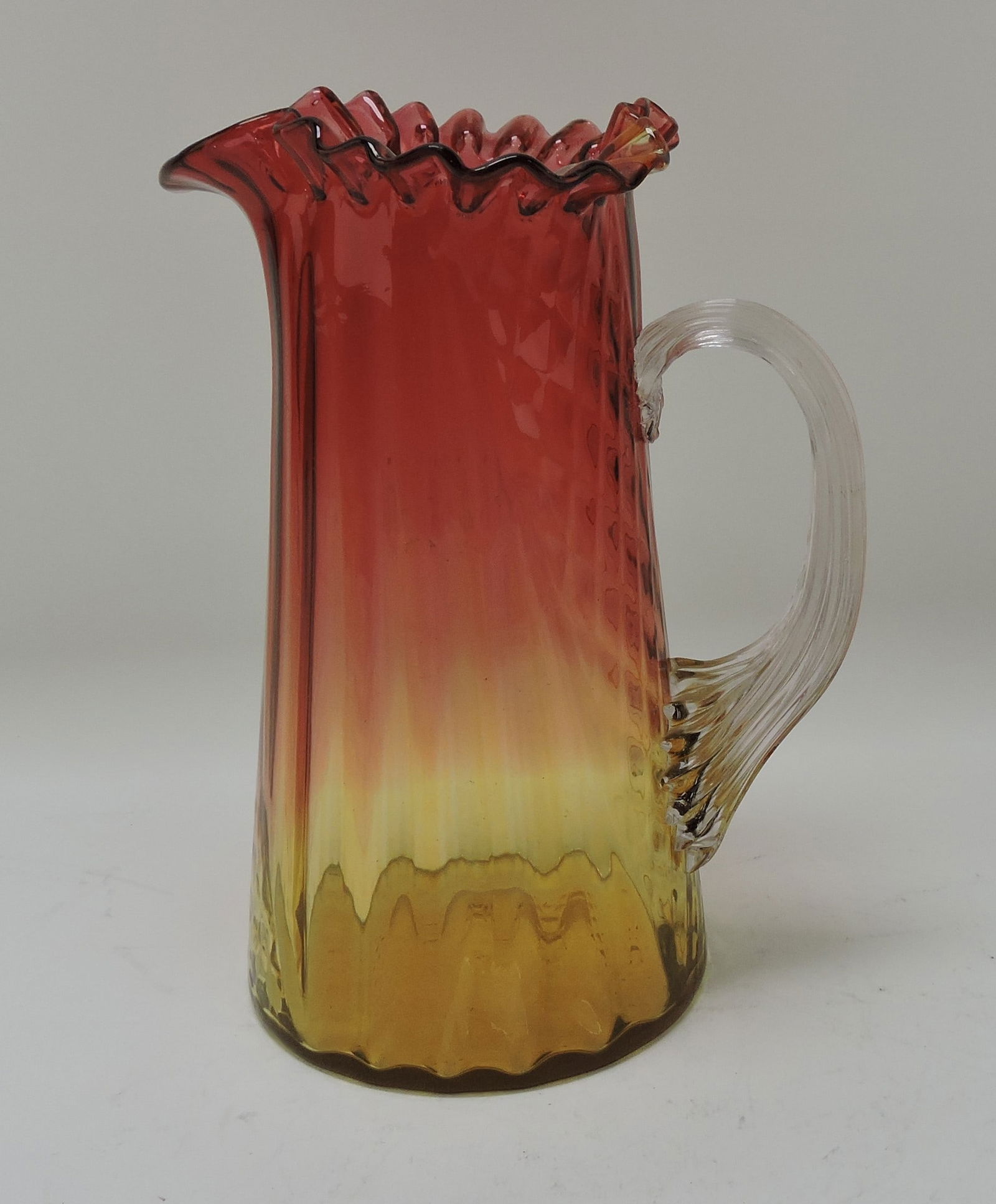 Amberina pitcher with ruffled top, 8" (1 of 1)