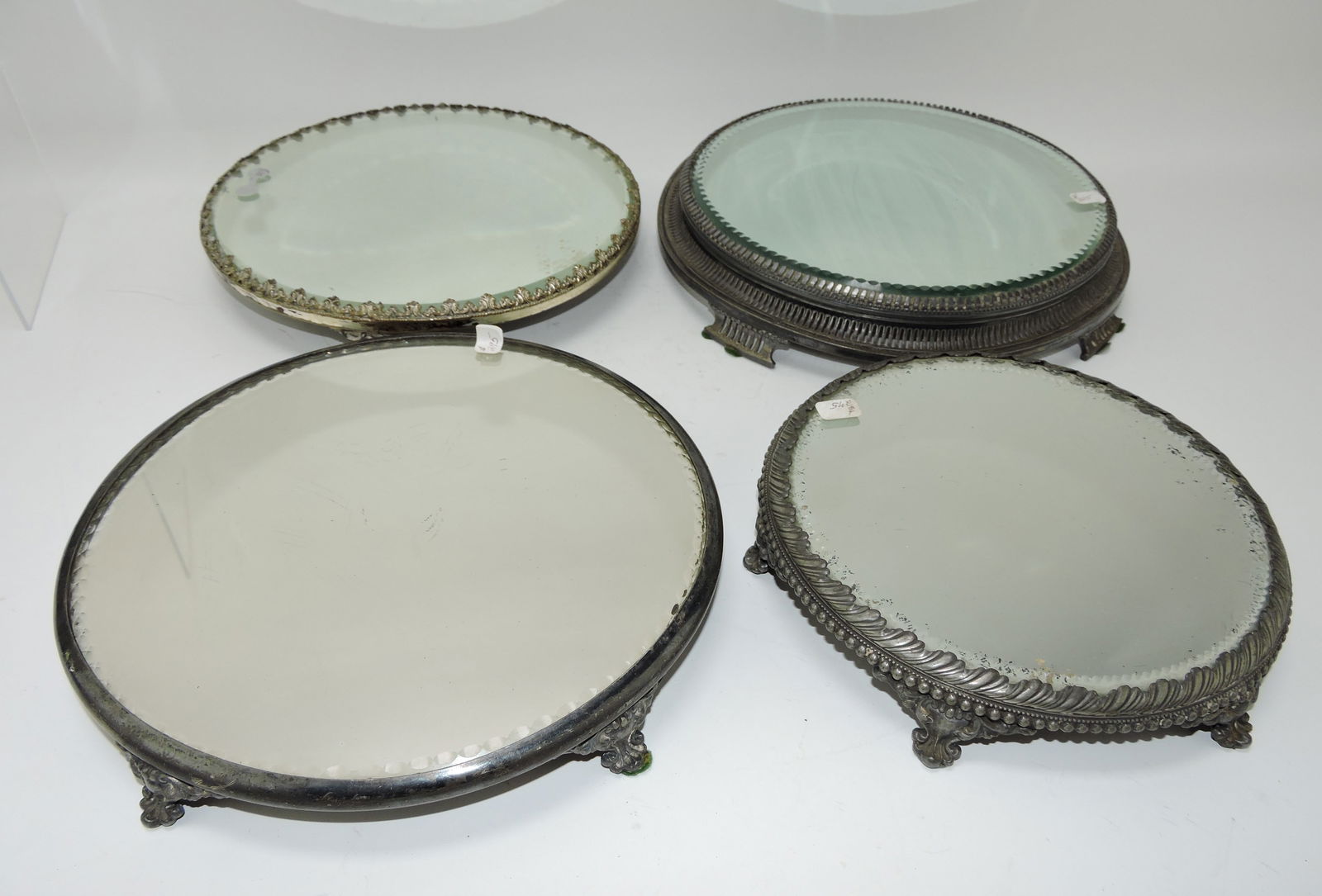 Victorian lot of 4 beveled mirror plateaus, (1 of 1)
