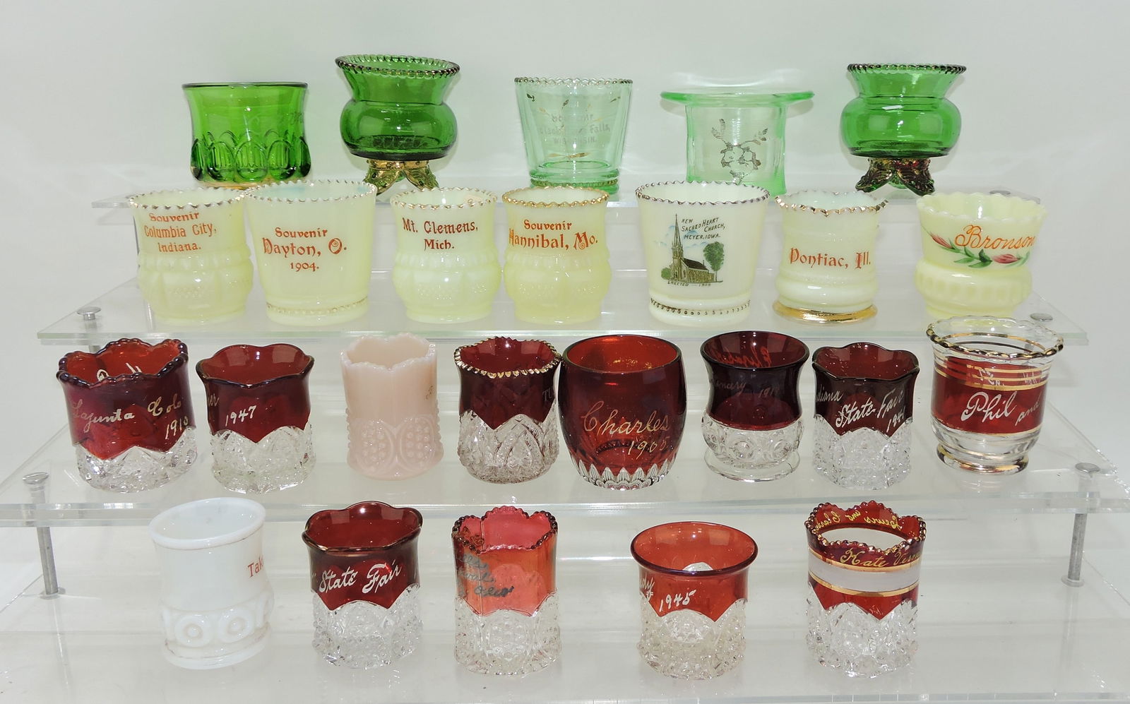 Lot of 25 souvenir glass toothpick holders: .