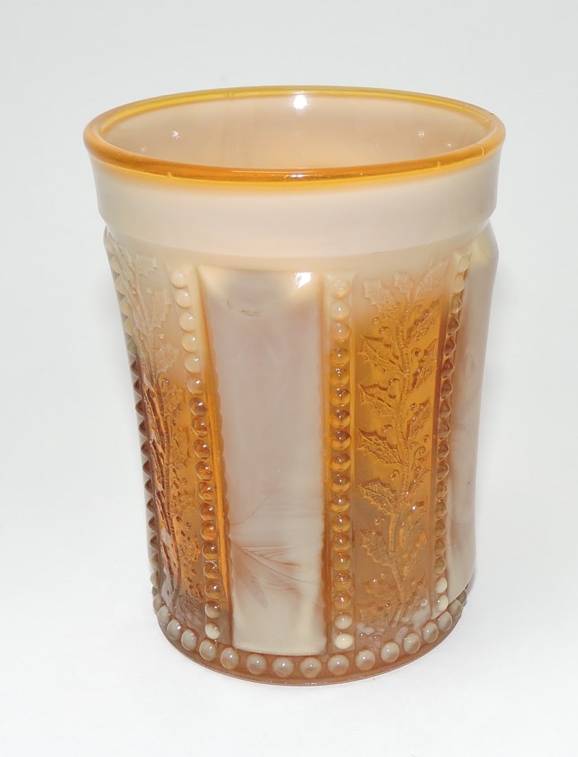 Greentown Holly Amber tumbler: .