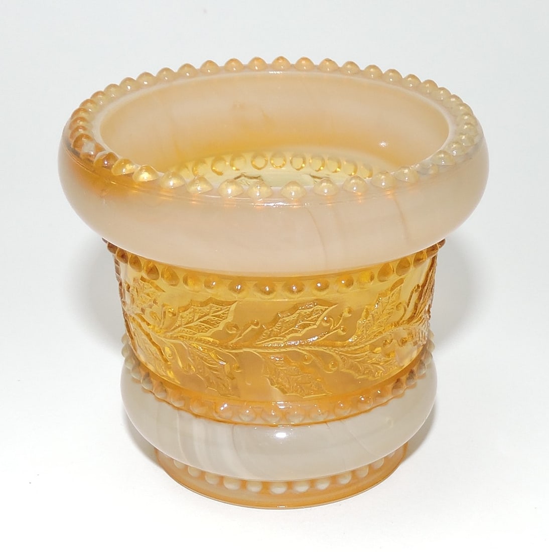 Greentown Holly Amber toothpick holder (1 of 1)