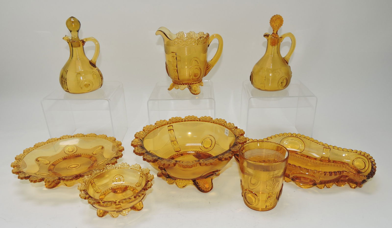 Greentown amber Dewey lot of 8 pcs (1 of 1)