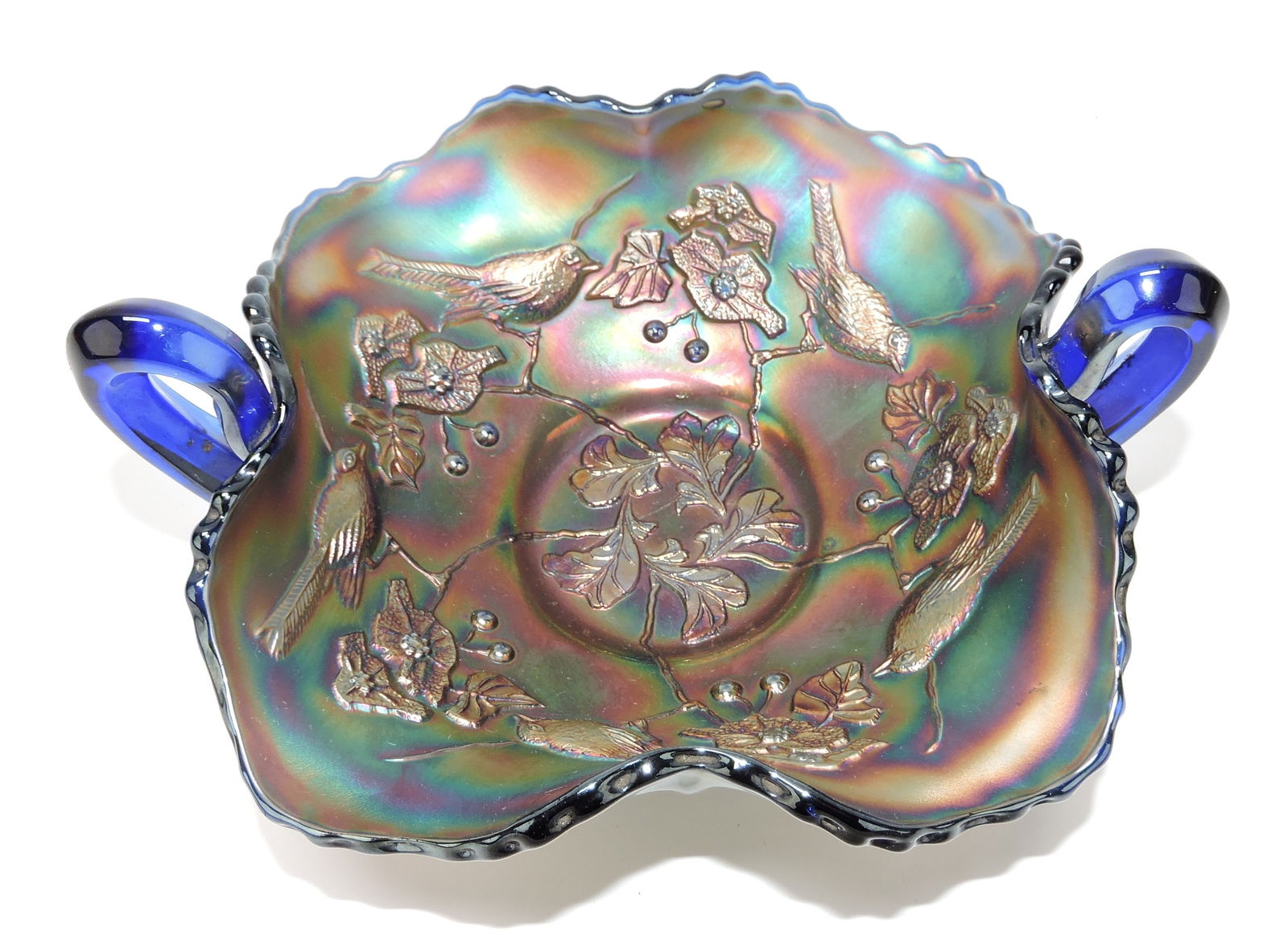 Fenton cobalt carnival glass Bird and (1 of 1)